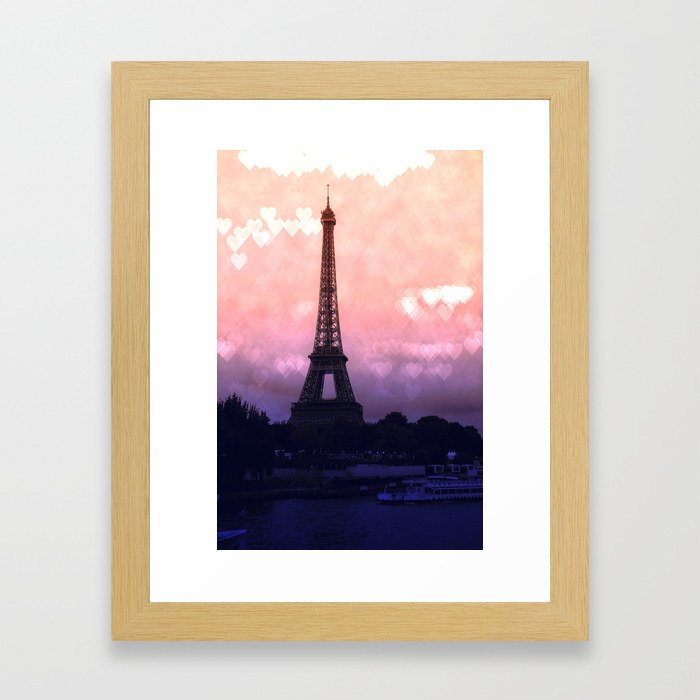 Paris Pastel Heart Bokeh Framed Art Print