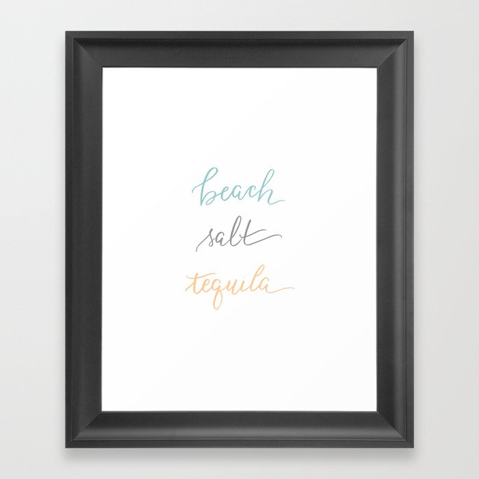 beach, salt, tequila in color Framed Art Print