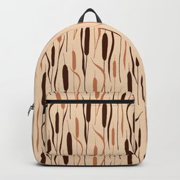 Cattails (Sand) Backpack | Elegant, Grass, Cattail, Landscape, Closeup, Illucalliart, Wetland, Leaves, Wild Grasses, Rust 
