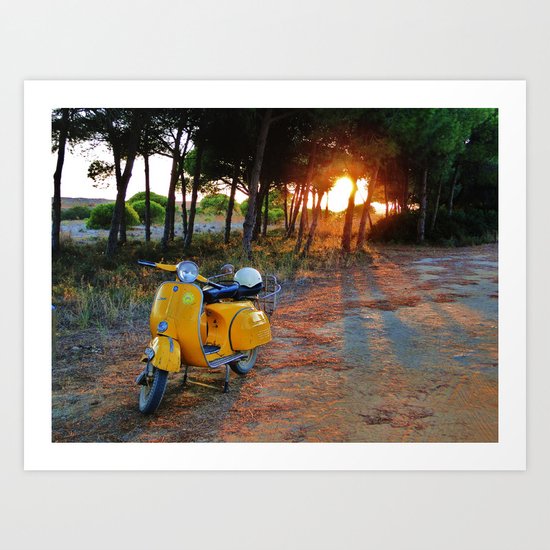 Yellow Vespa Art Print