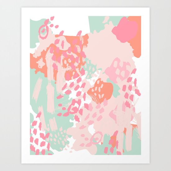 Billie - abstract gender neutral trendy painting soft colors bright happy nursery baby art Art Print