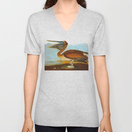 Brown Pelican John James Audubon Vintage Scientific Birds Of America Illustration V Neck T Shirt