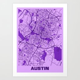 Austin - Texas Lavender City Map Art Print | Citymapprint, Mapprintart, Photo, Mapwallart, Mapsline, Mapsposter, Citywallart, Mapprintscustom, Mapprint, Mapprintforwall 