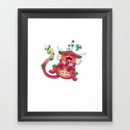A cute digital art of unic fantasy character - keeper of strawberry beds Framed Art Print
