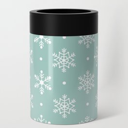 Christmas Pattern Turquoise White Snowflake Can Cooler