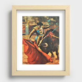 Plaza de Toros de Pamplona, Spanish Bullfighting Vintage Advertising Poster  Recessed Framed Print