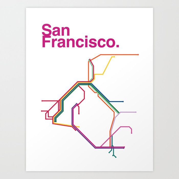 San Francisco Transit Map Art Print by Ariel Wilson | Society6