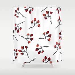 Red berry, Christmas Brier Spray Shower Curtain