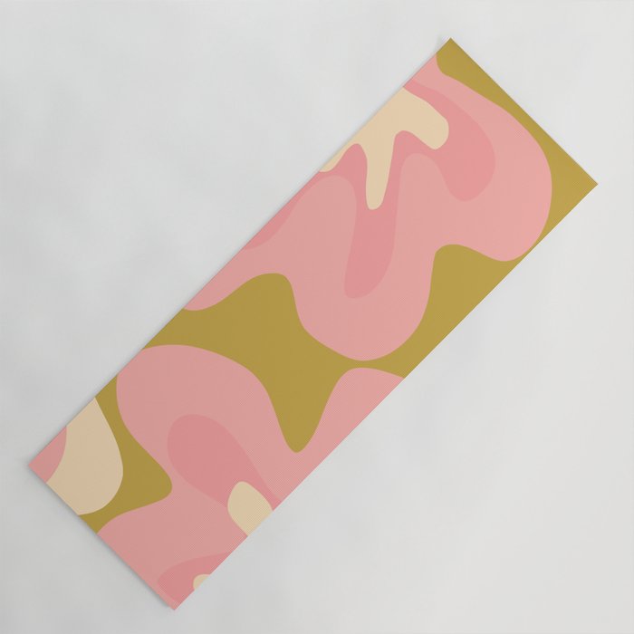 Groovy Flowers Retro Abstract in Pink and Gold Yoga Mat