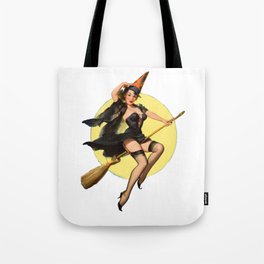 Witch Pinup Girl Halloween Vintage Pin up Tote Bag