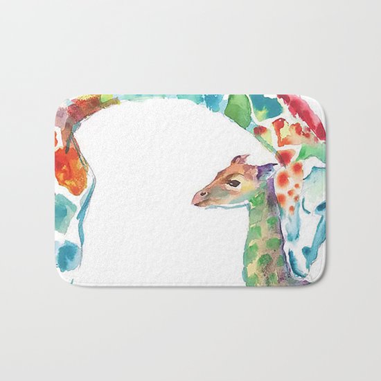 Mummy and Baby Giraffe College Dorm Decor Bath Mat
