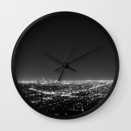 LA Lights Wall Clock | Longexposure, Landscape, Skyline, Night, Citylights, Horizon, Street, Digital, California, Photo 