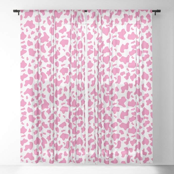 Strawberry Cow Print Pattern Sheer, Patterned Sheer Curtains Uk
