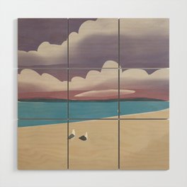 Parrents and baby seagull Wood Wall Art