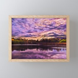 Surreal Purple Clouds Reflecting on Calm Water Framed Mini Art Print