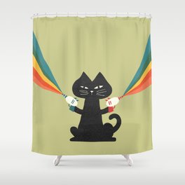 Ray gun cat Shower Curtain