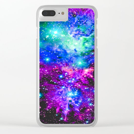 Fox Fur Nebula Galaxy Pink Purple Blue Clear iPhone Case