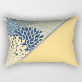 Modern, Floral Prints, with Block Color, Yellow and Blue Rectangular Pillow