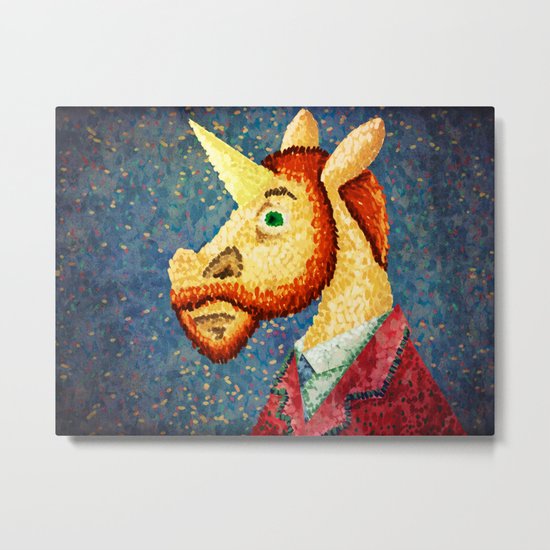 Pointillism Unicorn Metal Print