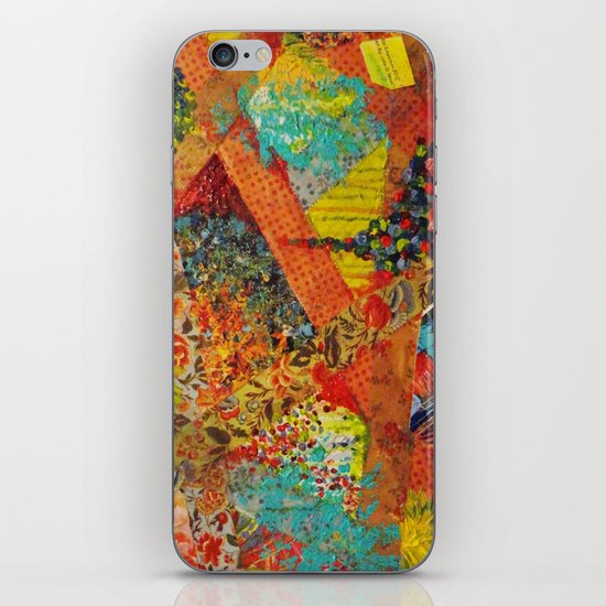Pieces of Me - Gorgeous Bold Fabric Painting Collage Love Colorful Rainbow Yellow Red Stripes Floral iPhone & iPod Skin