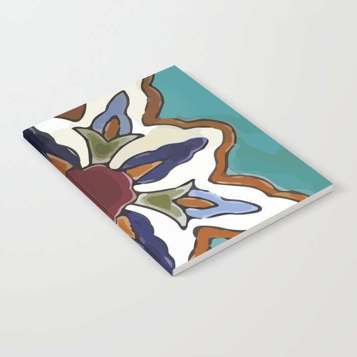 Aqua abstract cross mexican retro talavera tile Notebook