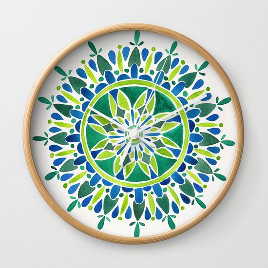 Watercolor Mandala – Green Wall Clock