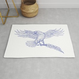 Raven Carrying Quill Drawing Rug
