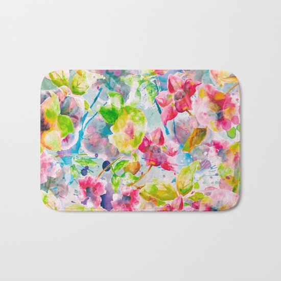 Watercolor Flowers Bath Mat