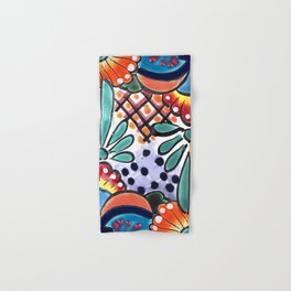 Colorful Talavera, Orange Accent, Mexican Tile Design Hand & Bath Towel