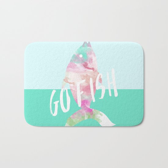 Go Fish With Quote #society6 Bath Mat