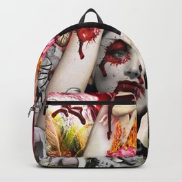 Rapture Backpack | Digital, Mermaid, Devil, Blood, Collage, Woman, Bondage, Pop Surrealism, Fire, Roses 