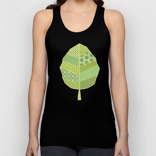 The Unique One (Green Patterned Leaf Patchwork) Unisex Tank Top