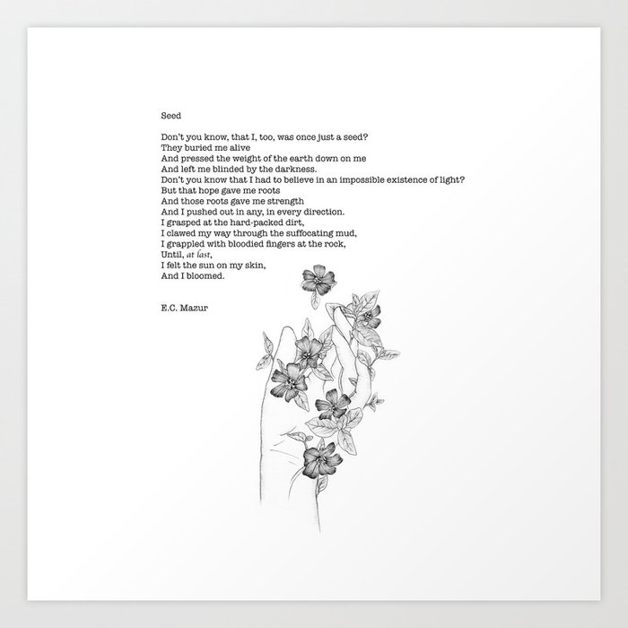 Seed - Poem by EC Mazur Art Print
