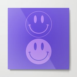 Large Very Peri Retro Smiley Face - Purple Pastel Aesthetic Metal Print | Clipart, Funny, Teen, Emoticon, Happy, Cool, 2000S, Vsco, Pattern, Smile 