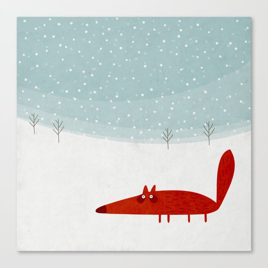 the fox in the snow Canvas Print