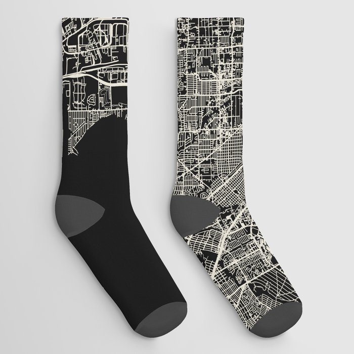 Pasadena USA - Black and White City Map Socks