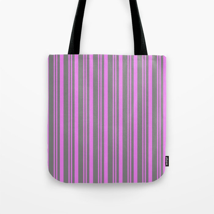 Violet & Gray Colored Stripes Pattern Tote Bag