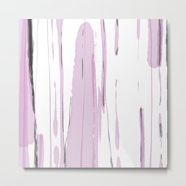 Pink Bamboo Forest: Abstract Digital Watercolor Painting Metal Print