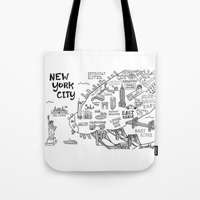 New York City Map Tote Bag