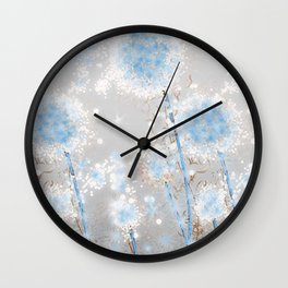 Dandelions in Blue Wall Clock