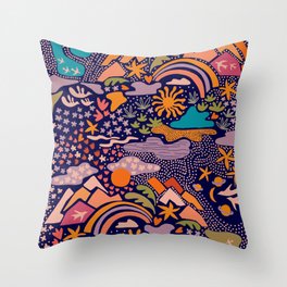 Ditsy Outdoor Adventures Throw Pillow