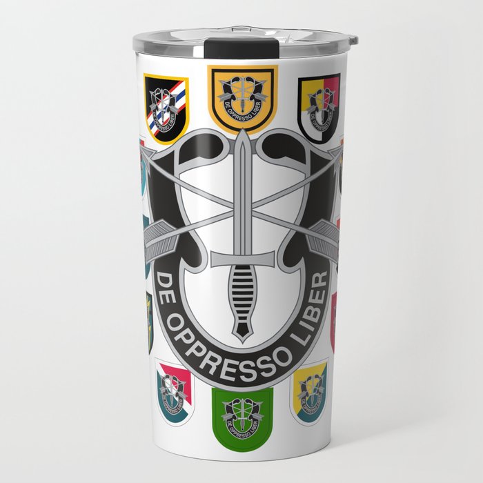 De Oppresso Liber Army Special Forces Group Beret Flashes Travel Mug