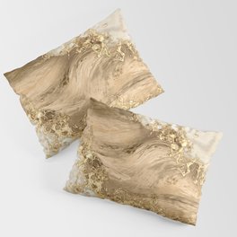 Gold and Pearl - Splatter and flow Pillow Sham