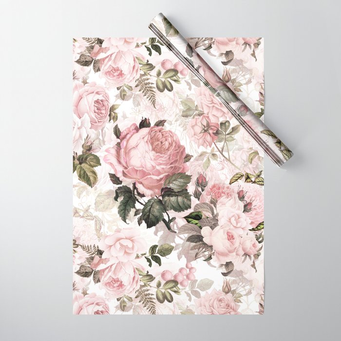 Vintage & Shabby Chic - Sepia Pink Roses Wrapping Paper by Vintage Love