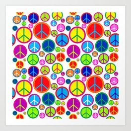 Colorful Peace Symbols Pattern Art Print