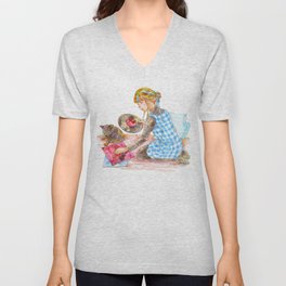A girl with a kitten vol.2 V Neck T Shirt