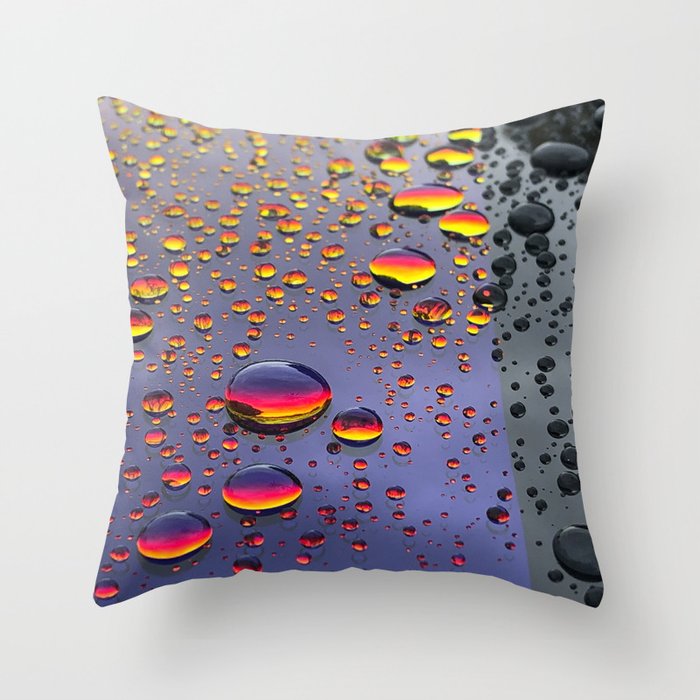 Rainbow Raindrops Throw Pillow