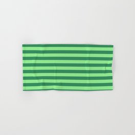 [ Thumbnail: Sea Green & Light Green Colored Striped/Lined Pattern Hand & Bath Towel ]