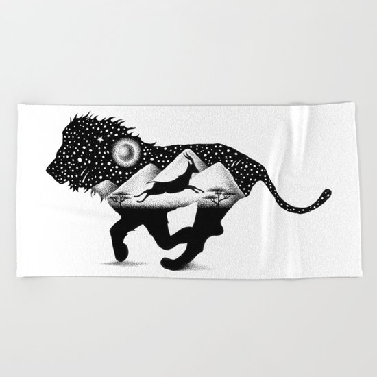 THE LION AND THE GAZELLE Beach Towel