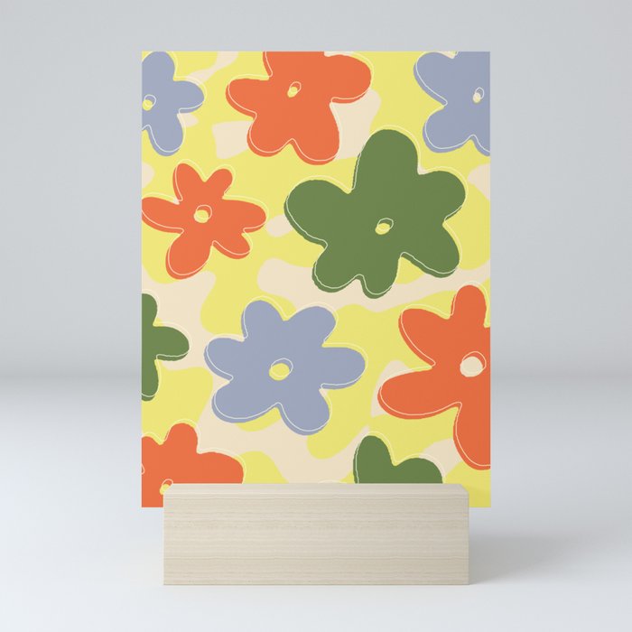 Field Of Flowers (Retro Colors) Mini Art Print